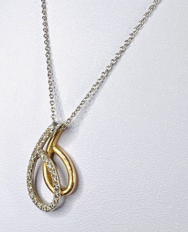 Second Hand 18ct White & Rose Gold Diamond Set Pendant On 17" Chain - Image 4
