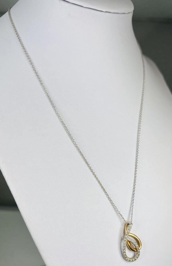 Second Hand 18ct White & Rose Gold Diamond Set Pendant On 17" Chain - Image 5