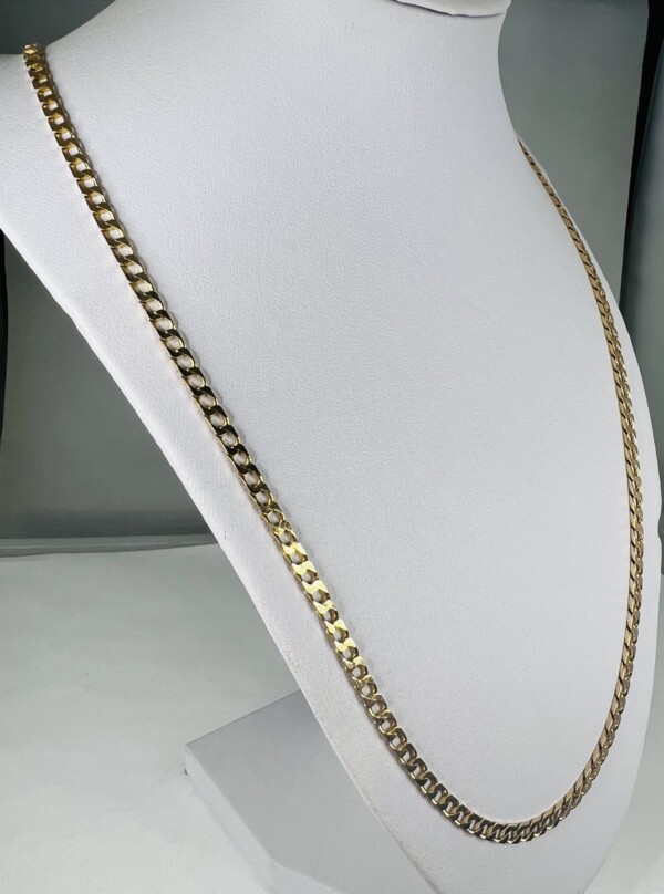 Second Hand 9ct Yellow Gold Square Curb Chain 26.5" - Image 3