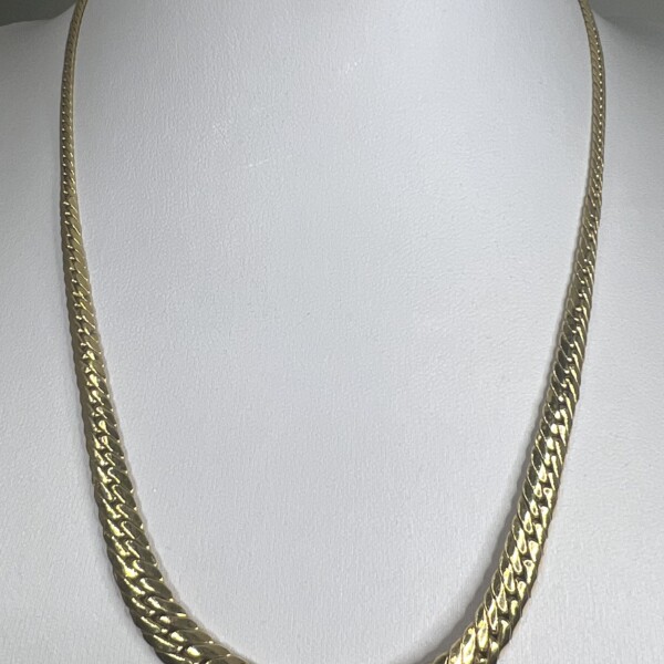 Second Hand 9ct Yellow Gold Graduating Flat Curb 16 Chain
