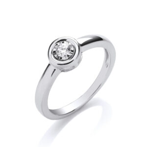 9ct White Gold 0.10ct Illusion Set Diamond Engagement Ring