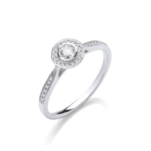 9ct White Gold 0.25ct Diamond Halo Engagement Ring