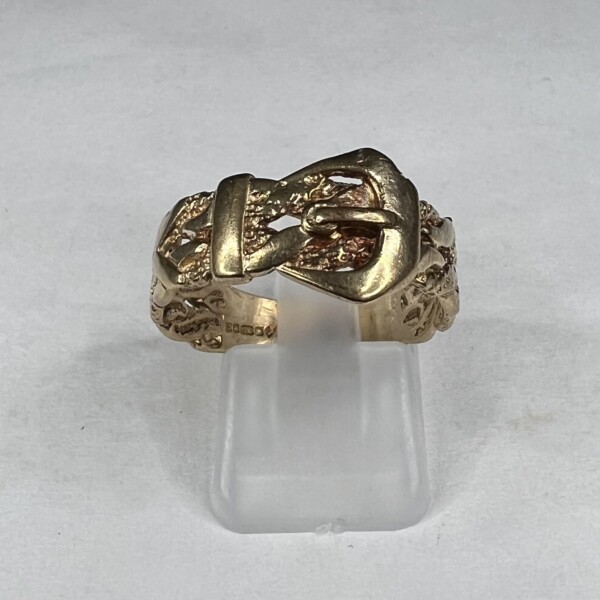 Second Hand 9ct Yellow Ring Textured Buckle Ring