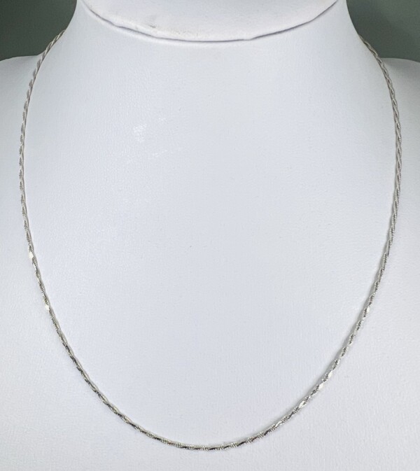 Second Hand 14ct White Gold Diamond Cut Rope 16" Chain