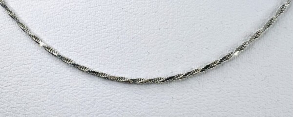 Second Hand 14ct White Gold Diamond Cut Rope 16" Chain - Image 5