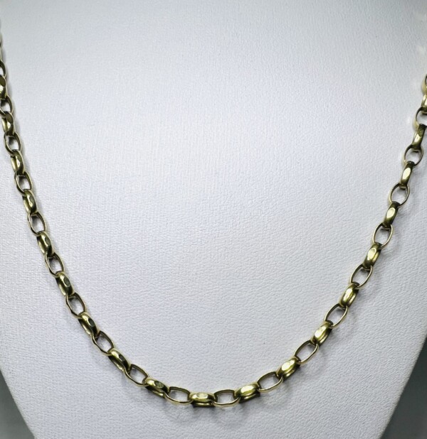 Second Hand 9ct Yellow Gold Diamond Cut Belcher 24" Chain - Image 2