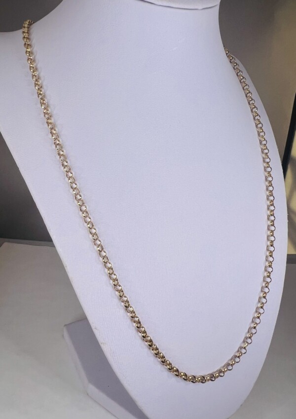 Second Hand 9ct Yellow Gold 24" Round Belcher Chain - Image 3