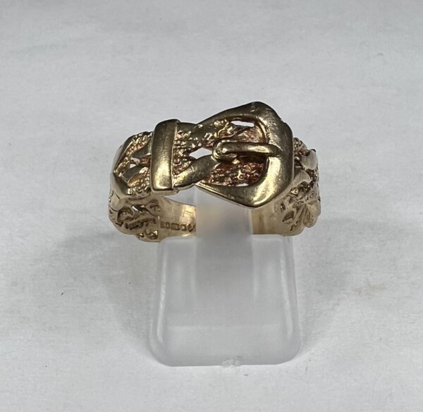 Second Hand 9ct Yellow Ring Textured Buckle Ring